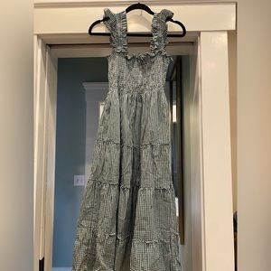 Hill House Green and White Mini Gingham Ellie Nap Dress Size XXS